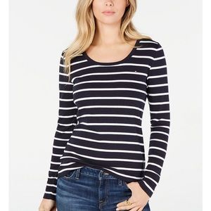 2 Tommy Hilfiger womens S striped long sleeve shirts.  Brand new💕